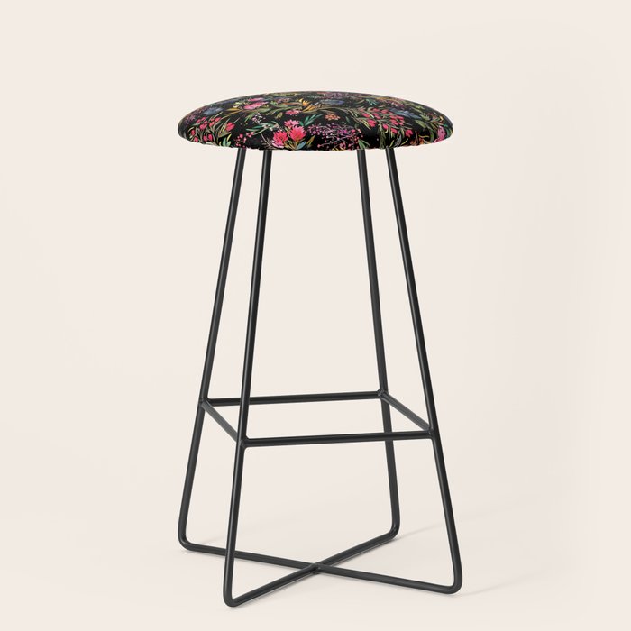 Holiday 2025 Festive Floral Foliage Colorful Dark Stool Gallery Image 1
