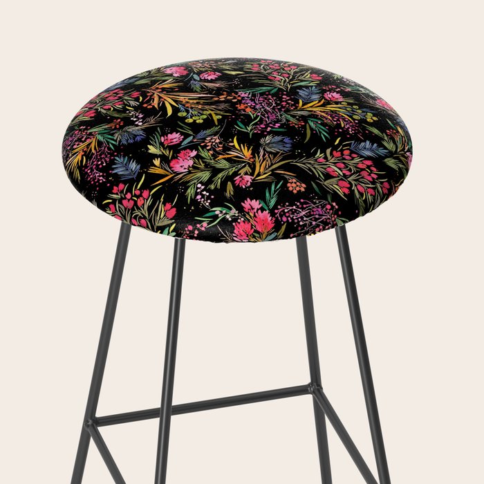 Holiday 2025 Festive Floral Foliage Colorful Dark Stool Gallery Image 2