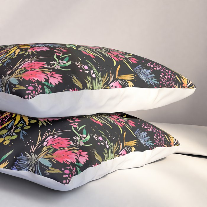 Holiday 2025 Festive Floral Foliage Colorful Dark Pillow Sham Gallery Image 3