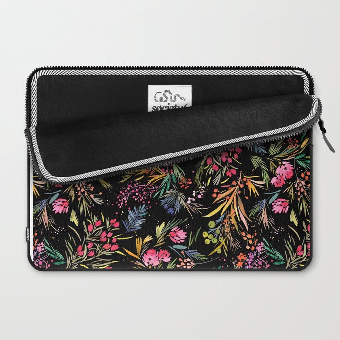 Holiday 2025 Festive Floral Foliage Colorful Dark Laptop Sleeve Gallery Image 2