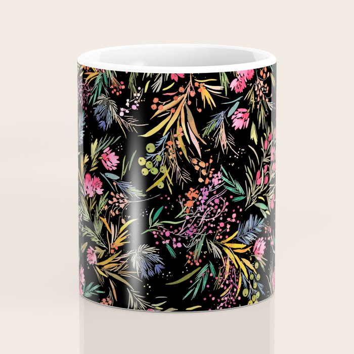 Holiday 2025 Festive Floral Foliage Colorful Dark Coffee Mug Gallery Image 4