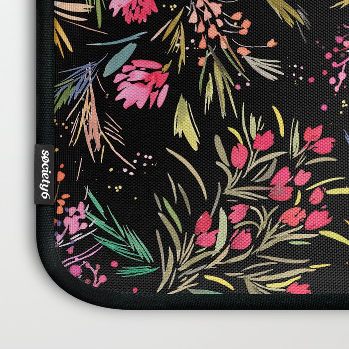 Holiday 2025 Festive Floral Foliage Colorful Dark Laptop Sleeve Gallery Image 3