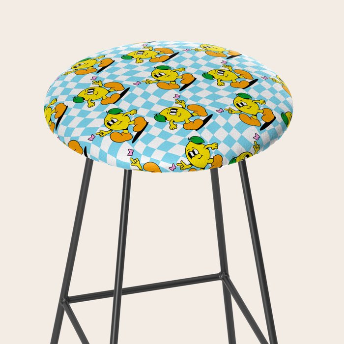 Retro lemon cartoon character pattern Stool Gallery Image 2