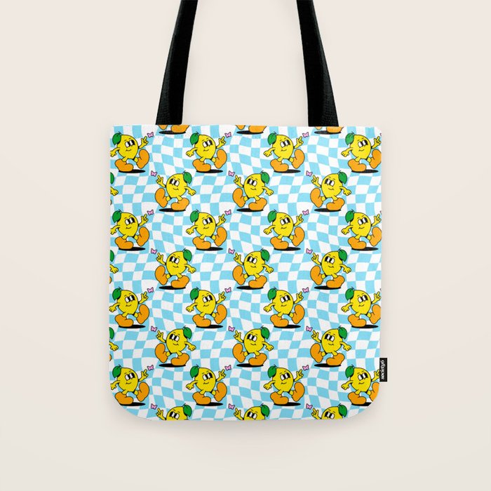 Retro lemon cartoon character pattern Tote Bag Gallery Image 1