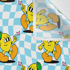 Retro lemon cartoon character pattern Wall Tapestry Gallery Image 3