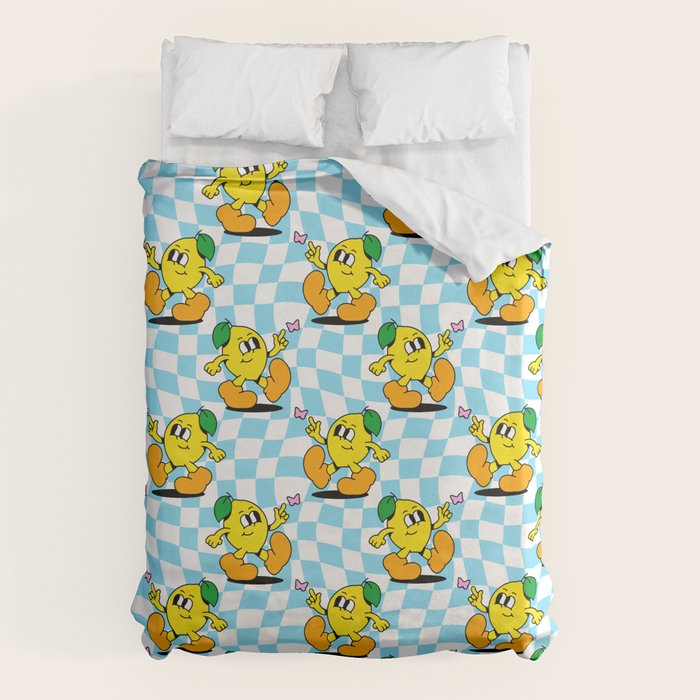 Retro lemon cartoon character pattern Duvet Cover Gallery Image 6