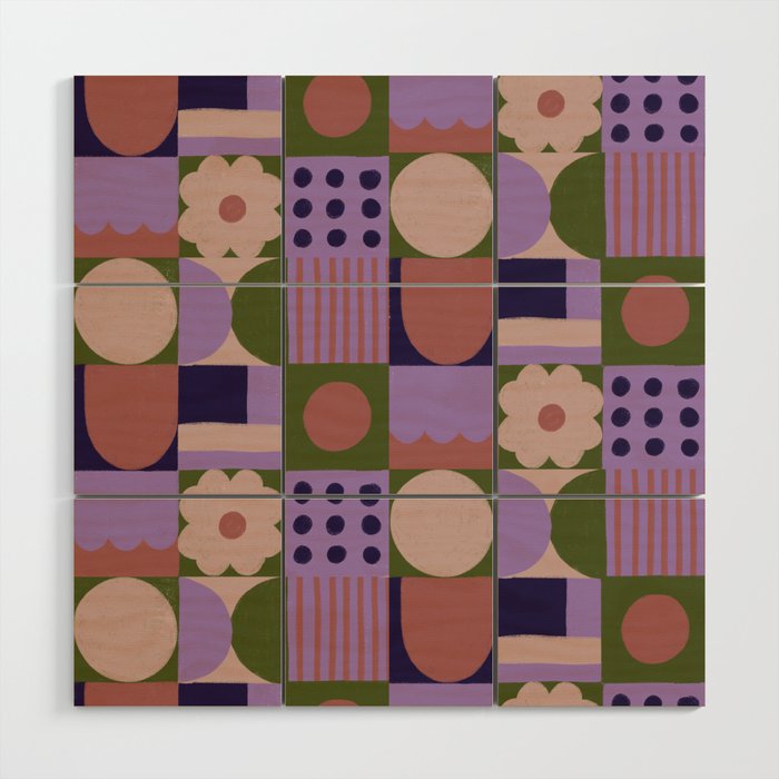 Violet tiles Wood Wall Art Gallery Image 1