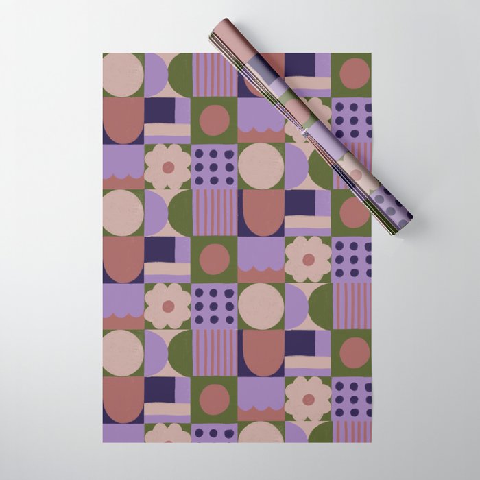 Violet tiles Wrapping Paper Gallery Image 1