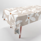 Quirky Florals in Beige, Terracotta and White Tablecloth Gallery Image 1