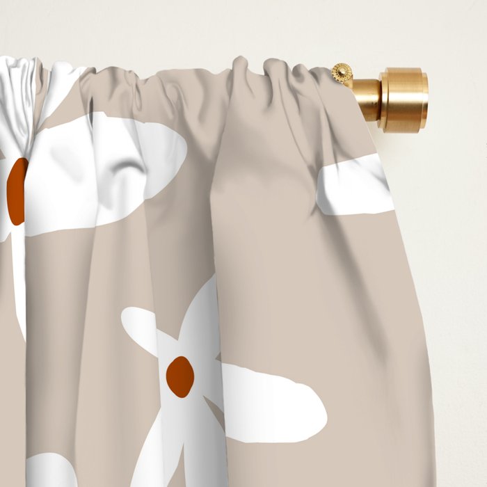 Quirky Florals in Beige, Terracotta and White Window Curtain Gallery Image 2