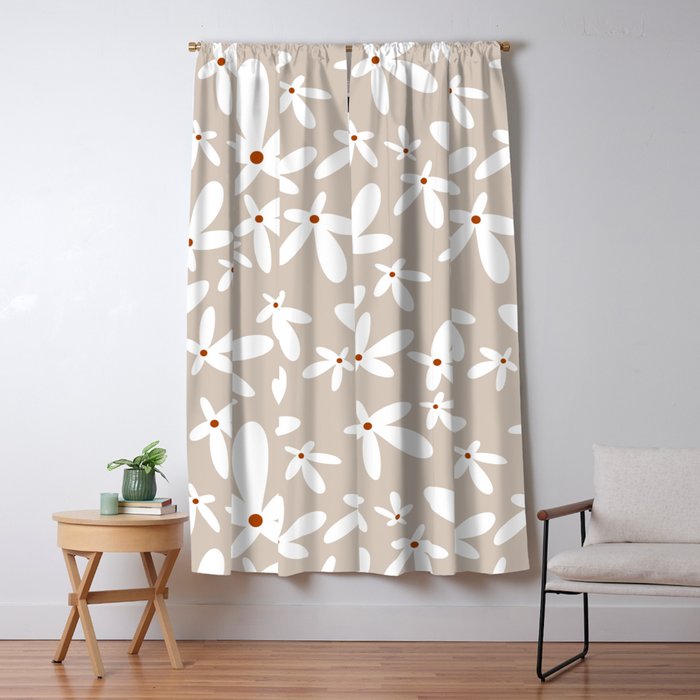 Quirky Florals in Beige, Terracotta and White Window Curtain Gallery Image 5
