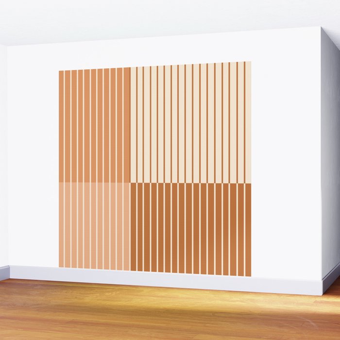 Color Block Line Abstract LXXIX Pantone Peach Fuzz Wall Mural Gallery Image 2