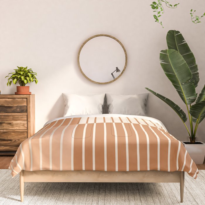 Color Block Line Abstract LXXIX Pantone Peach Fuzz Comforter Gallery Image 3