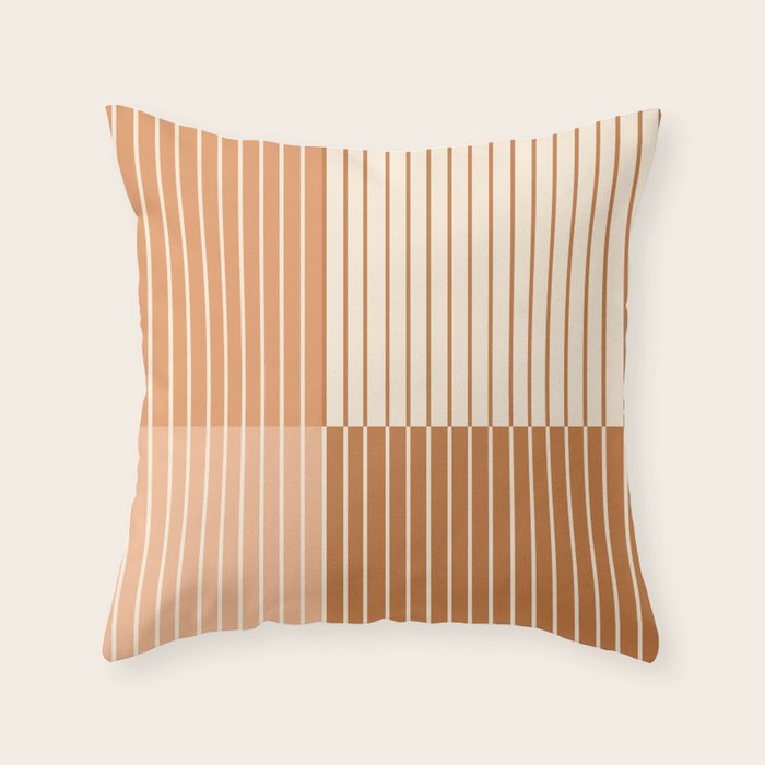 Color Block Line Abstract LXXIX Pantone Peach Fuzz Throw Pillow Gallery Image 1