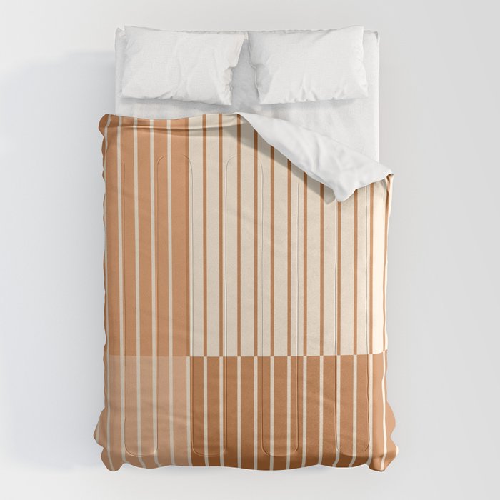 Color Block Line Abstract LXXIX Pantone Peach Fuzz Comforter Gallery Image 6