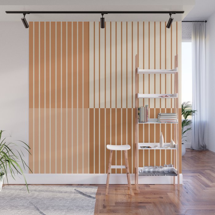 Color Block Line Abstract LXXIX Pantone Peach Fuzz Wall Mural Gallery Image 1