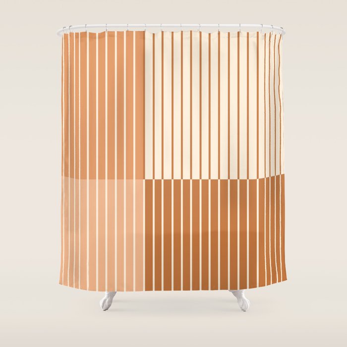 Color Block Line Abstract LXXIX Pantone Peach Fuzz Shower Curtain Gallery Image 1