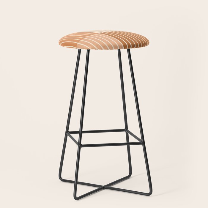 Color Block Line Abstract LXXIX Pantone Peach Fuzz Stool Gallery Image 1