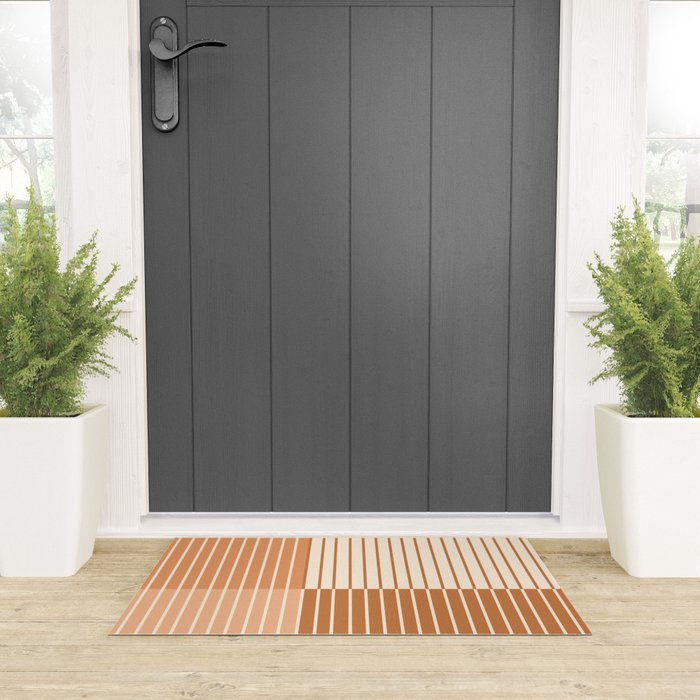 Color Block Line Abstract LXXIX Pantone Peach Fuzz Welcome Mat Gallery Image 3