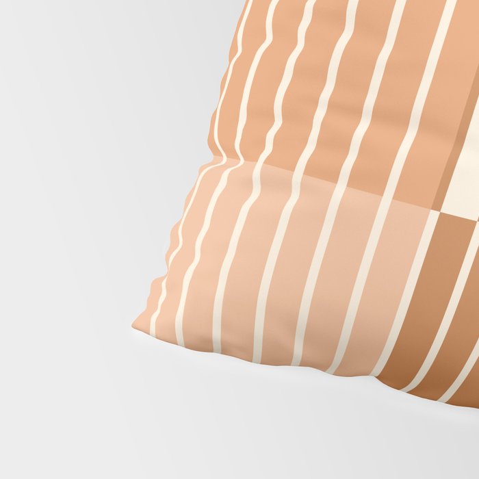 Color Block Line Abstract LXXIX Pantone Peach Fuzz Pillow Sham Gallery Image 4