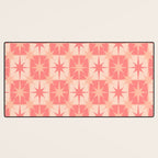 Mid Century Modern Atomic Stars Retro Checkered Starburst Pattern in Blush Pink Tones Desk Mat Gallery Image 3