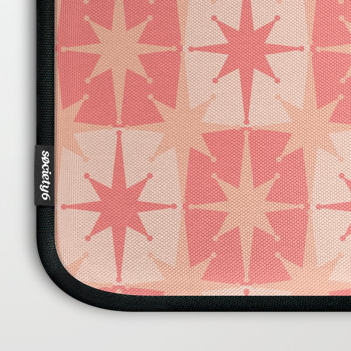 Mid Century Modern Atomic Stars Retro Checkered Starburst Pattern in Blush Pink Tones Laptop Sleeve Gallery Image 3