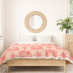 Mid Century Modern Atomic Stars Retro Checkered Starburst Pattern in Blush Pink Tones Duvet Cover Gallery Image 3