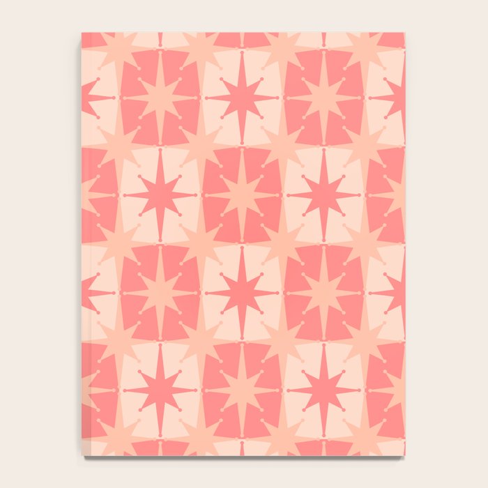 Mid Century Modern Atomic Stars Retro Checkered Starburst Pattern in Blush Pink Tones Notebook Gallery Image 4