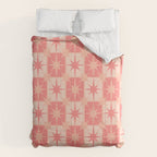 Mid Century Modern Atomic Stars Retro Checkered Starburst Pattern in Blush Pink Tones Comforter Gallery Image 6