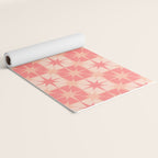 Mid Century Modern Atomic Stars Retro Checkered Starburst Pattern in Blush Pink Tones Yoga Mat Gallery Image 2
