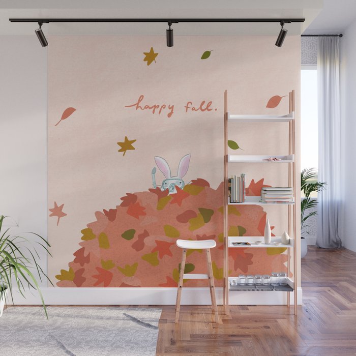 Happy Fall // Bunny in Snorkel Wall Mural Gallery Image 1