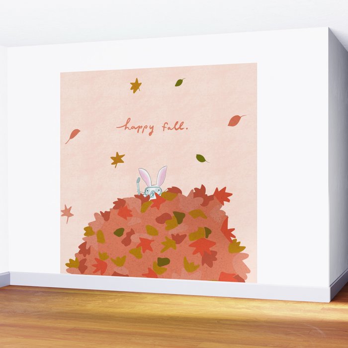 Happy Fall // Bunny in Snorkel Wall Mural Gallery Image 2