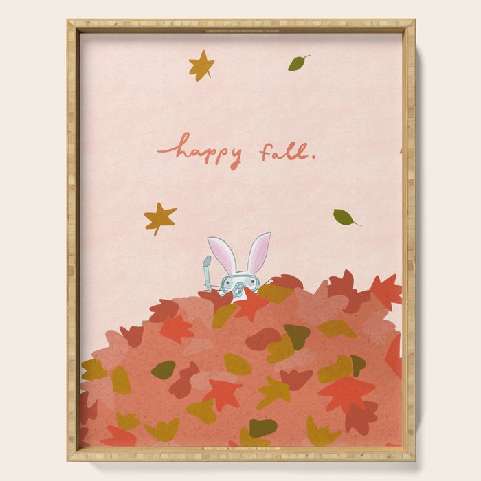 Happy Fall // Bunny in Snorkel Serving Tray Gallery Image 1