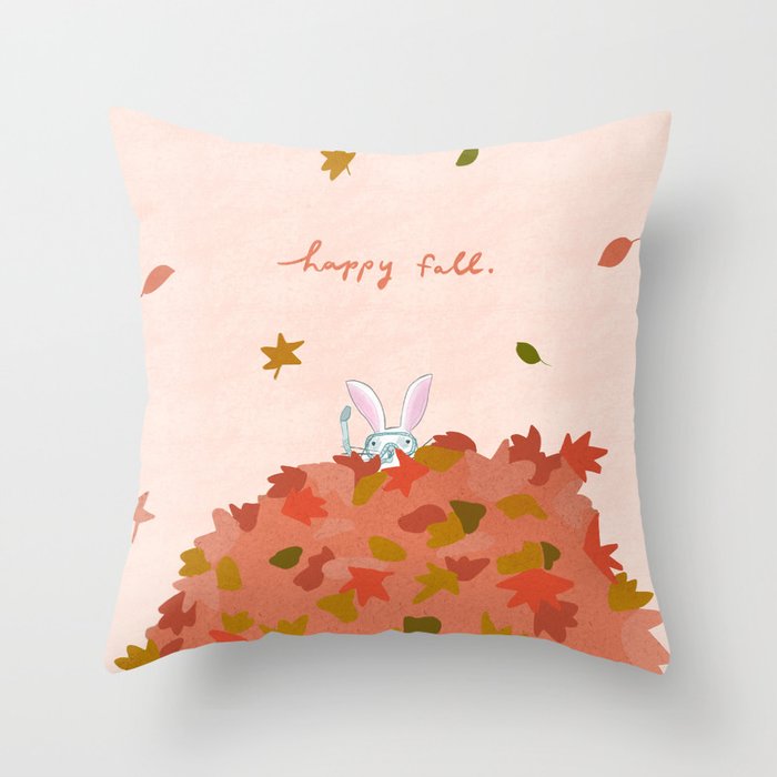 Happy Fall // Bunny in Snorkel Throw Pillow Gallery Image 6
