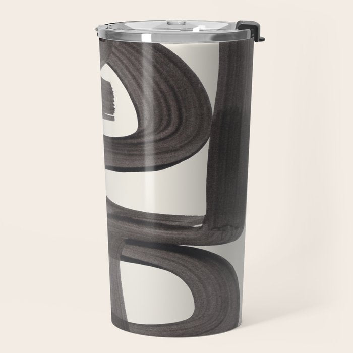 Black Ink Paint Brush Strokes Wiggles Mid Century Modern Travel Mug Gallery Image 2