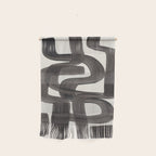 Black Ink Paint Brush Strokes Wiggles Mid Century Modern Wall Hanging Gallery Image 1