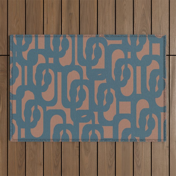 Mid Century Modern Loops Pattern 5 Inspired by PANTONE 17 1230 Color of the Year Mocha Mousse Outdoor Rug Gallery Image 1