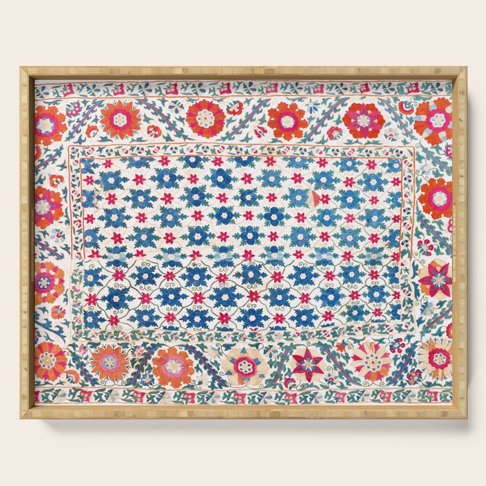 Kermina Suzani Uzbekistan Embroidery Print Serving Tray Gallery Image 1