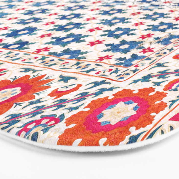 Kermina Suzani Uzbekistan Embroidery Print Bath Mat Gallery Image 3