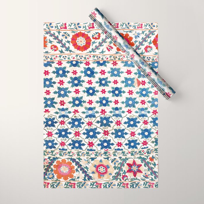 Kermina Suzani Uzbekistan Embroidery Print Wrapping Paper Gallery Image 1