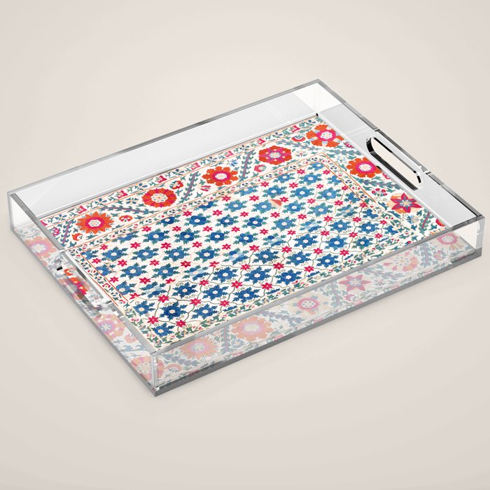 Kermina Suzani Uzbekistan Embroidery Print Acrylic Tray Gallery Image 1