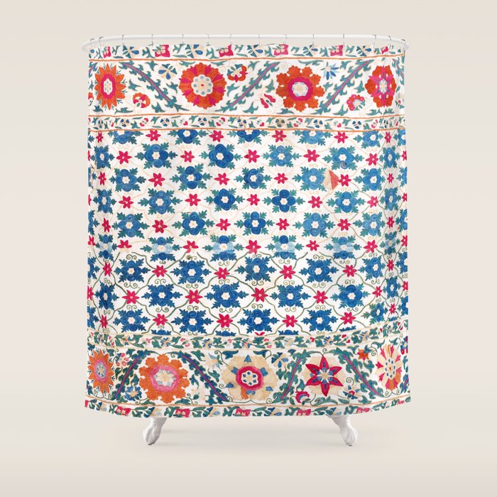 Kermina Suzani Uzbekistan Embroidery Print Shower Curtain Gallery Image 1