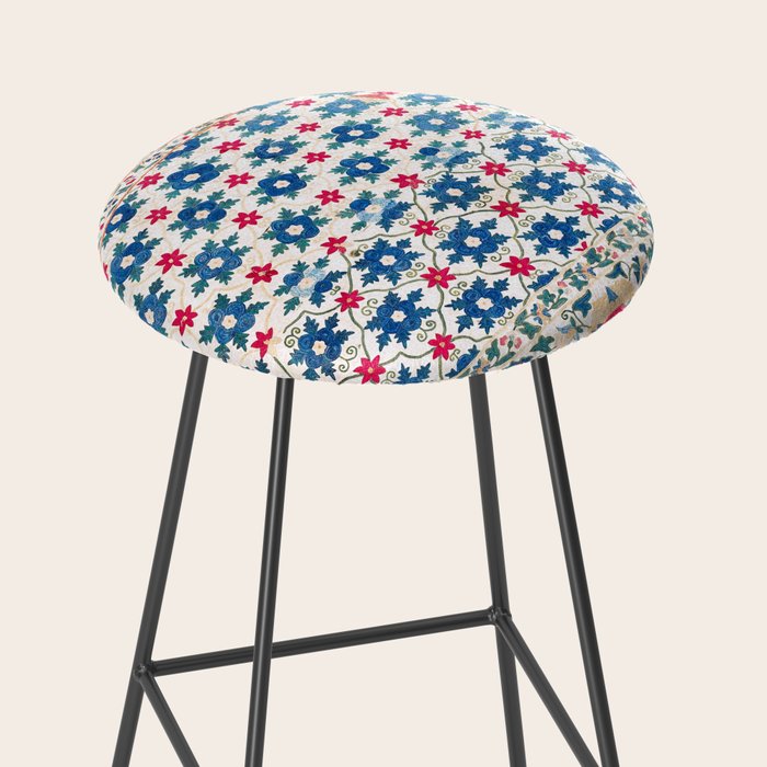 Kermina Suzani Uzbekistan Embroidery Print Stool Gallery Image 2