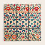 Kermina Suzani Uzbekistan Embroidery Print Wood Wall Art Gallery Image 1