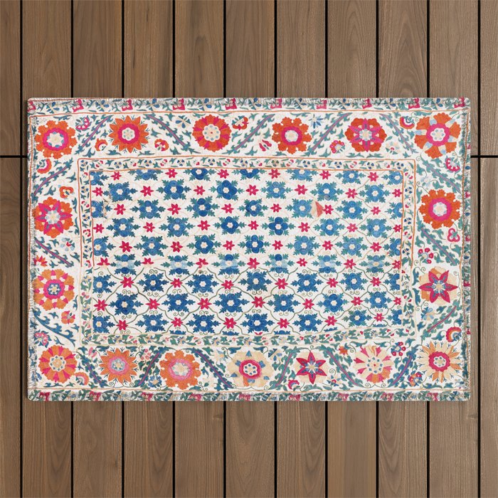 Kermina Suzani Uzbekistan Embroidery Print Outdoor Rug Gallery Image 1