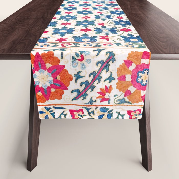 Kermina Suzani Uzbekistan Embroidery Print Table Runner Gallery Image 1