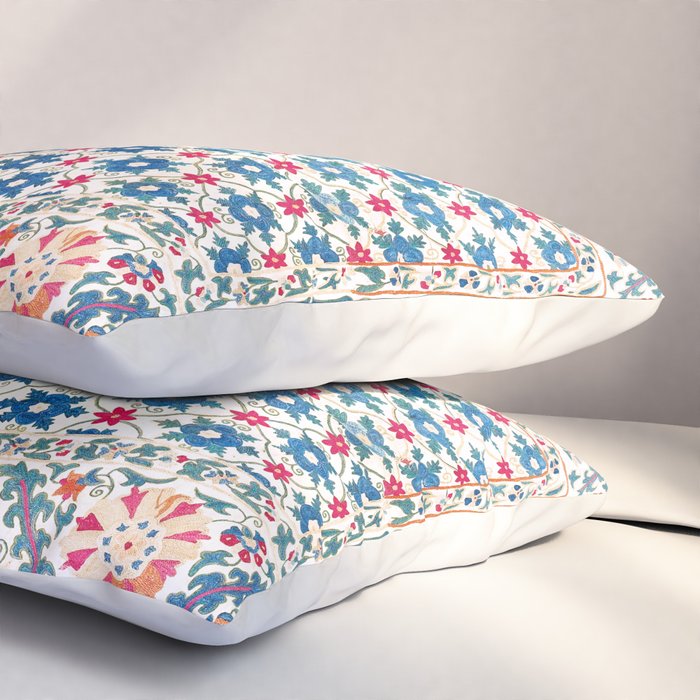Kermina Suzani Uzbekistan Embroidery Print Pillow Sham Gallery Image 3