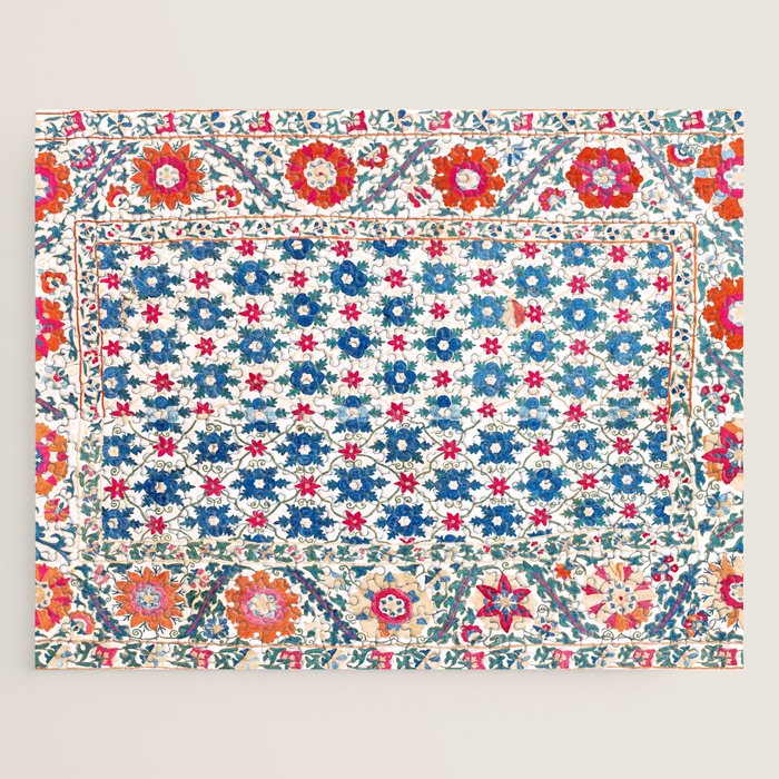 Kermina Suzani Uzbekistan Embroidery Print Jigsaw Puzzle Gallery Image 1