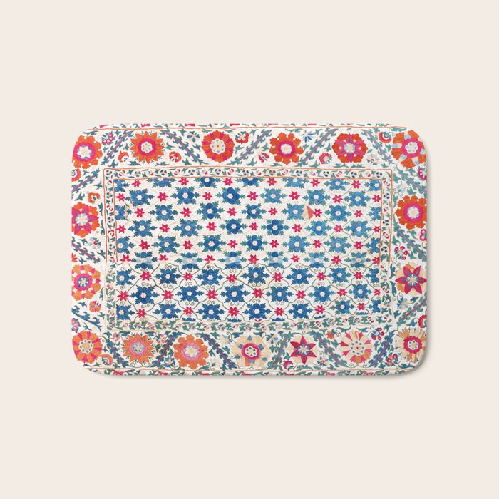 Kermina Suzani Uzbekistan Embroidery Print Bath Mat Gallery Image 1