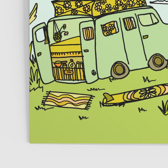 home is where you park it // wandering in new zealand // retro surf art by surfy birdy Poster Gallery Image 3
